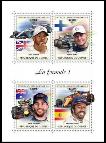 Poštovní známky Guinea 2018 Formule 1 Mi# 13285-88 Kat 20€