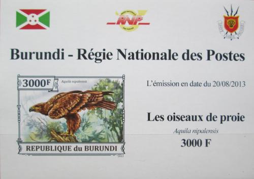 Potovn znmka Burundi 2013 Orel stepn neperf. DELUXE Mi# 3246 B Block - zvtit obrzek