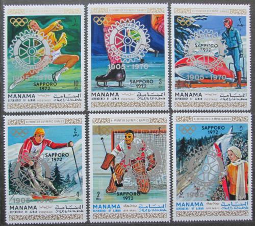 Poštovní známky Manáma 1971 ZOH Sapporo pøetisk Rotary Mi# 618-23