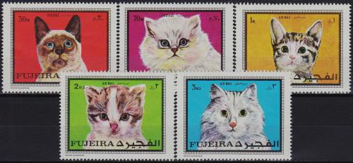 Poštovní známky Fudžajra 1970 Koèky Mi# 588-92