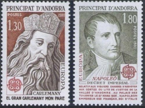 Poštovní známky Andorra Fr. 1980 Evropa CEPT, osobnosti Mi# 305-06