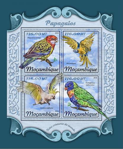Poštovní známky Mosambik 2018 Papoušci Mi# 9274-77 Kat 25€
