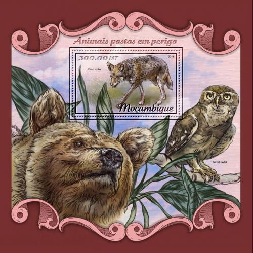 Poštovní známka Mosambik 2018 Ohrožená fauna Mi# Block 1296 Kat 17€