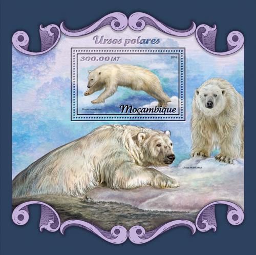 Poštovní známka Mosambik 2018 Lední medvìdi Mi# Block 1300 Kat 17€