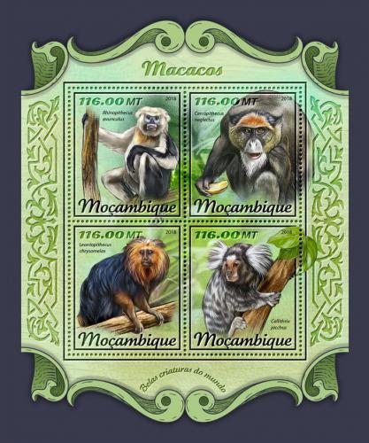 Poštovní známky Mosambik 2018 Opice Mi# 9334-37 Kat 25€