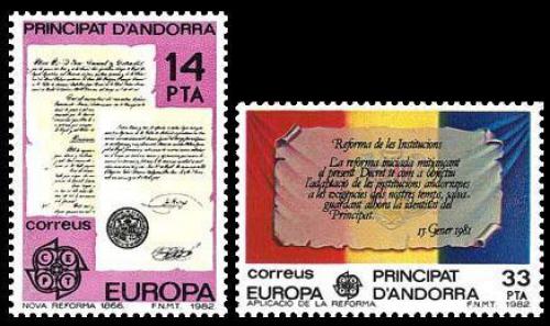 Poštovní známky Andorra Šp. 1982 Evropa CEPT, historické události Mi# 153-54