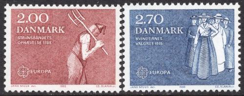 Poštovní známky Dánsko 1982 Evropa CEPT, historické události Mi# 749-50