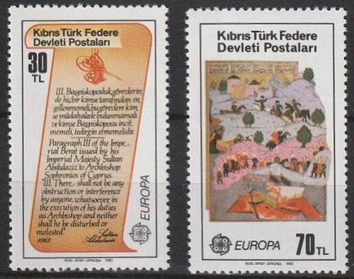 Poštovní známky Kypr Tur. 1982 Evropa CEPT, historické události Mi# 114-15