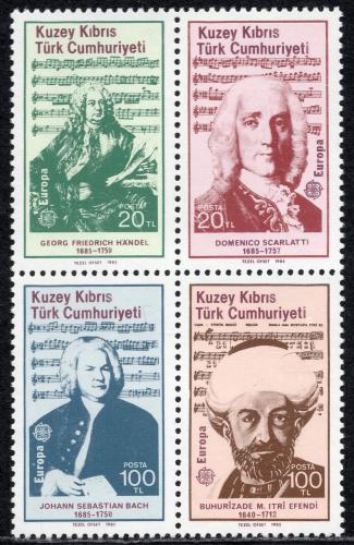 Poštovní známky Kypr Tur. 1985 Evropa CEPT, rok hudby Mi# 166-69 Kat 5€