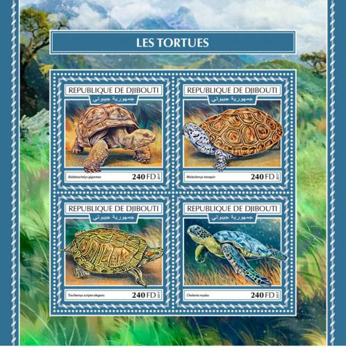 Poštovní známky Džibutsko 2017 Želvy Mi# 1982-85 Kat 10€