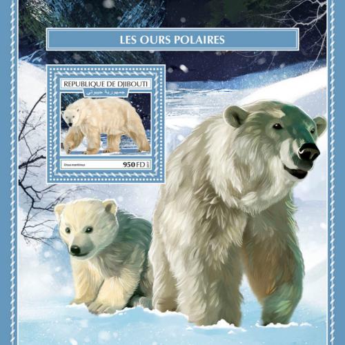 Poštovní známka Džibutsko 2017 Lední medvìdi Mi# Block 1077 Kat 10€