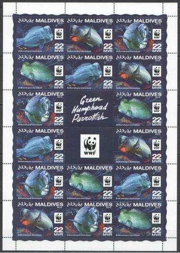Poštovní známky Maledivy 2016 Ploskozubec vysokoèelý, WWF Mi# 6200-03 Bogen Kat 44€