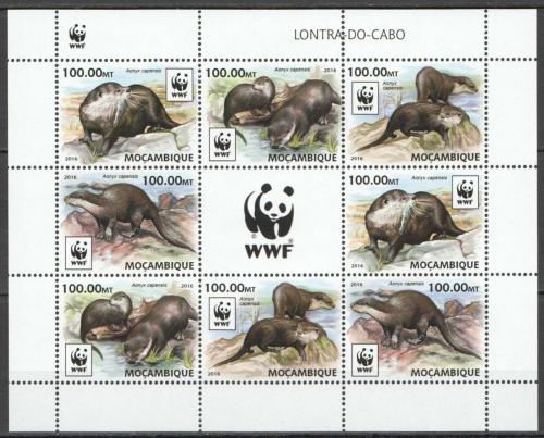 Poštovní známky Mosambik 2016 Vydra africká, WWF Mi# 8884-87 Bogen Kat 32€