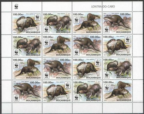 Poštovní známky Mosambik 2016 Vydra africká, WWF Mi# 8884-87 Bogen Kat 64€