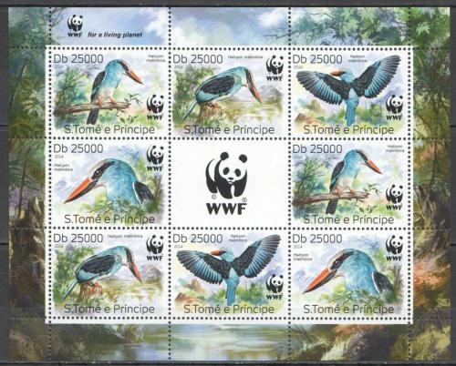 Poštovní známky Svatý Tomáš 2014 Ledòáèek malimbijský, WWF Mi# 5659-62 Bogen Kat 20€