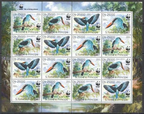 Poštovní známky Svatý Tomáš 2014 Ledòáèek malimbijský, WWF Mi# 5659-62 Bogen Kat 40€ 
