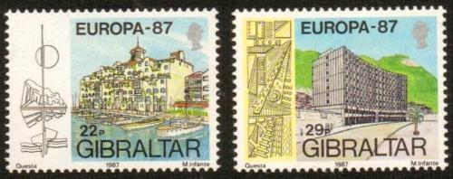 Potovn znmky Gibraltar 1987 Evropa CEPT, modern architektura Mi# 519-20 - zvtit obrzek