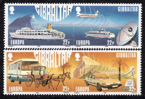 Poštovní známky Gibraltar 1988 Evropa CEPT, doprava a komunikace Mi# 544-47