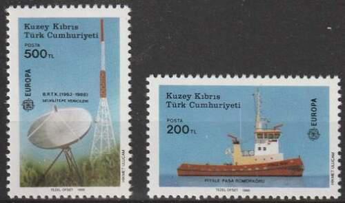 Poštovní známky Kypr Tur. 1988 Evropa CEPT, doprava a komunikace Mi# 223-24