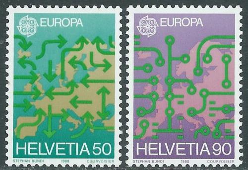 Poštovní známky Švýcarsko 1988 Evropa CEPT, doprava a komunikace Mi# 1370-71
