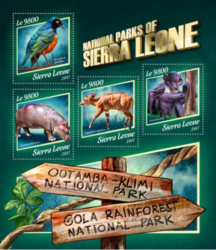 Poštovní známky Sierra Leone 2017 Fauna národních parkù Mi# 8925-28 Kat 11€