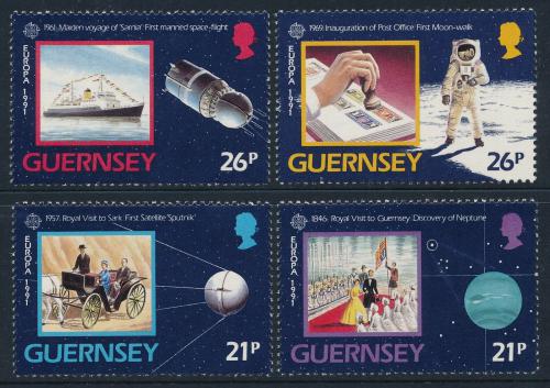 Poštovní známky Guernsey 1991 Evropa CEPT, prùzkum vesmíru Mi# 518-21