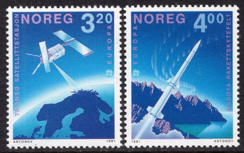 Poštovní známky Norsko 1991 Evropa CEPT, prùzkum vesmíru Mi# 1062-63