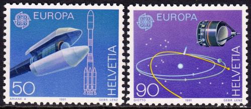 Poštovní známky Švýcarsko 1991 Evropa CEPT, prùzkum vesmíru Mi# 1444-45