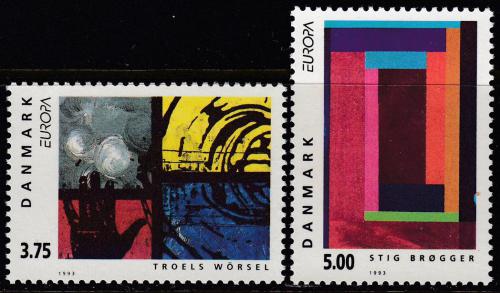 Poštovní známky Dánsko 1993 Evropa CEPT, moderní umìní Mi# 1052-53