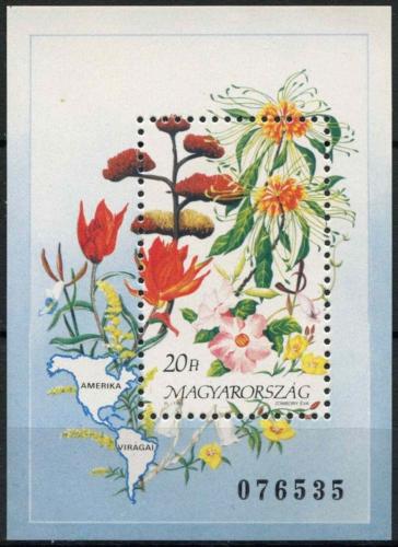Poštovní známka Maïarsko 1991 Kvìtiny Ameriky Mi# Block 214