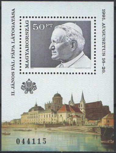 Poštovní známka Maïarsko 1991 Papež Jan Pavel II. Mi# Block 215 Kat 6.50€