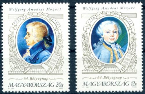 Poštovní známky Maïarsko 1991 Wolfgang Amadeus Mozart Mi# 4158-59