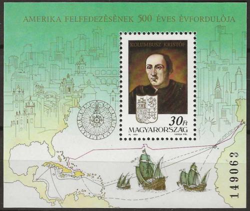 Poštovní známka Maïarsko 1991 Objevení Ameriky, 500. výroèí Mi# Block 217