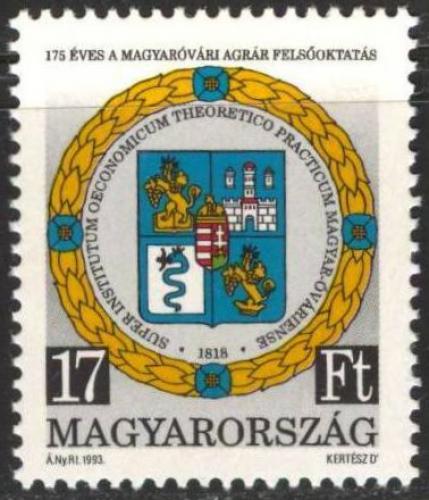 Poštovní známka Maïarsko 1993 Znak VŠ zemìdìlské Mi# 4263