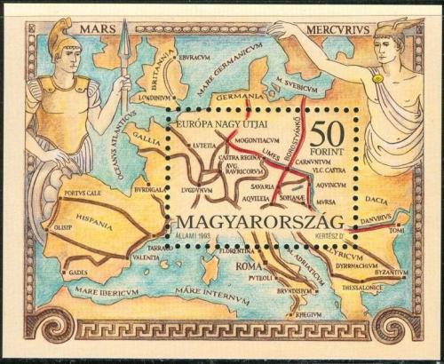 Poštovní známka Maïarsko 1993 Stará mapa Evropy Mi# Block 228