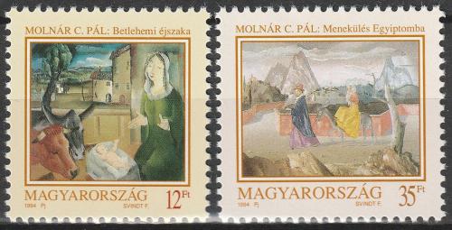 Poštovní známky Maïarsko 1994 Vánoce, umìní, Pál Molnár Mi# 4323-24