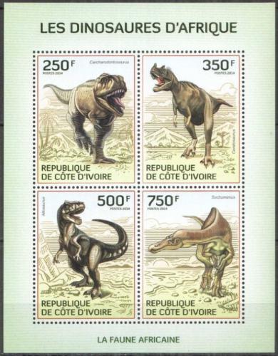 Potovn znmky Pobe Slonoviny 2014 Dinosaui Mi# 1519-22 Kat 8.50