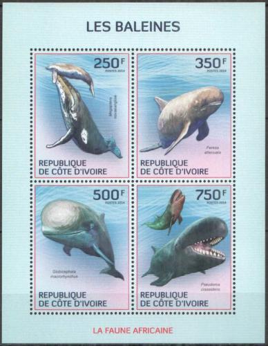 Poštovní známky Pobøeží Slonoviny 2014 Velryby Mi# 1579-82 Kat 8.50€