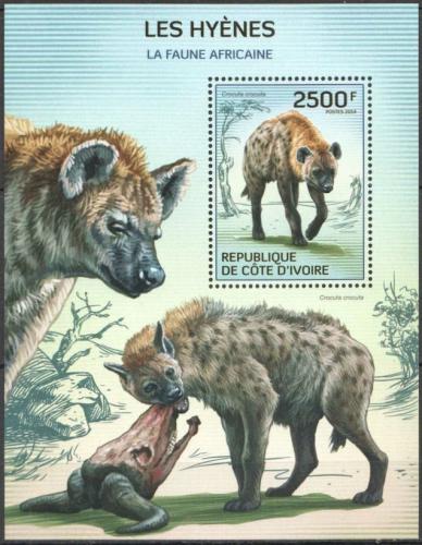 Poštovní známka Pobøeží Slonoviny 2014 Hyeny Mi# Block 206 Kat 11€