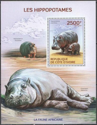 Poštovní známka Pobøeží Slonoviny 2014 Hroši Mi# Block 209 Kat 11€