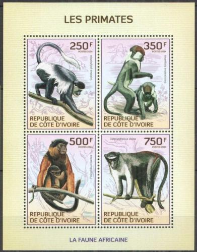Poštovní známky Pobøeží Slonoviny 2014 Opice Mi# 1614-17 Kat 8.50€