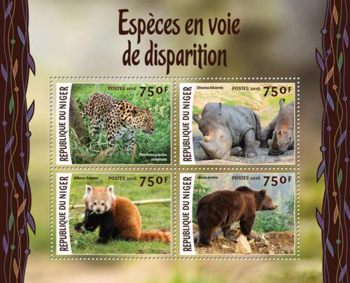 Poštovní známky Niger 2016 Ohrožení savci Mi# 4157-60 Kat 12€