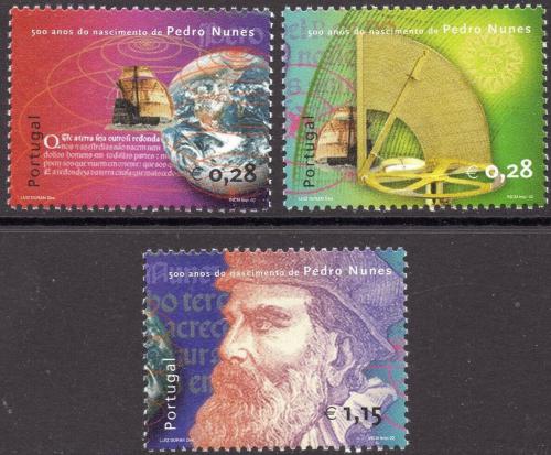 Poštovní známky Portugalsko 2002 Pedro Nunes, matematik a astronom Mi# 2577-79 