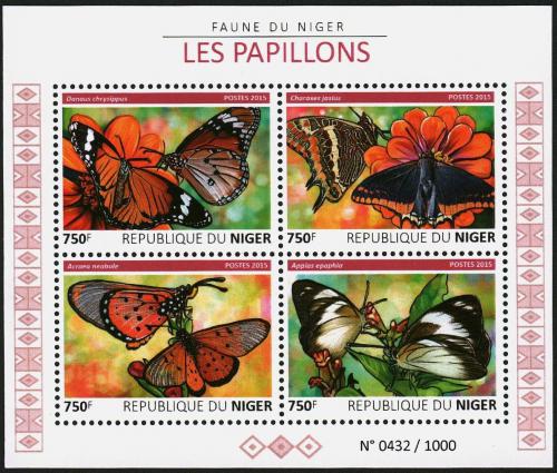 Poštovní známky Niger 2015 Motýli Mi# 3747-50 Bogen Kat 12€