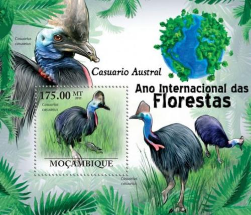 Poštovní známka Mosambik 2011 Kasuár pøílbový Mi# Block 415 Kat 10€