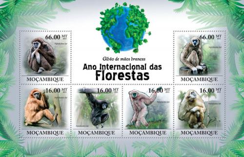 Poštovní známky Mosambik 2011 Gibon lar Mi# 4421-26 Kat 11€