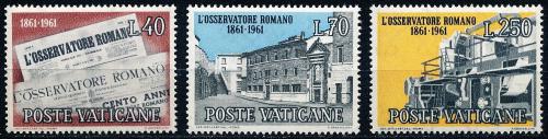 Poštovní známky Vatikán 1961 Noviny L’Osservatore Romano, 100. výroèí Mi# 375-77