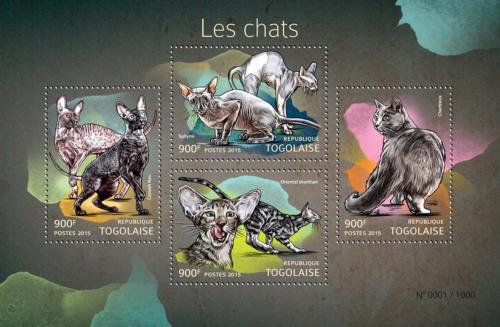 Poštovní známky Togo 2015 Koèky Mi# 6887-90 Kat 14€