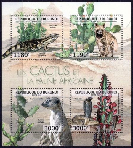 Poštovní známky Burundi 2012 Fauna a kaktusy Mi# Mi# 2748-51 Bogen Kat 10€
