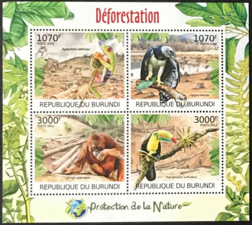 Poštovní známky Burundi 2012 Ohrožená fauna Mi# Mi# 2580-83 Kat 10€